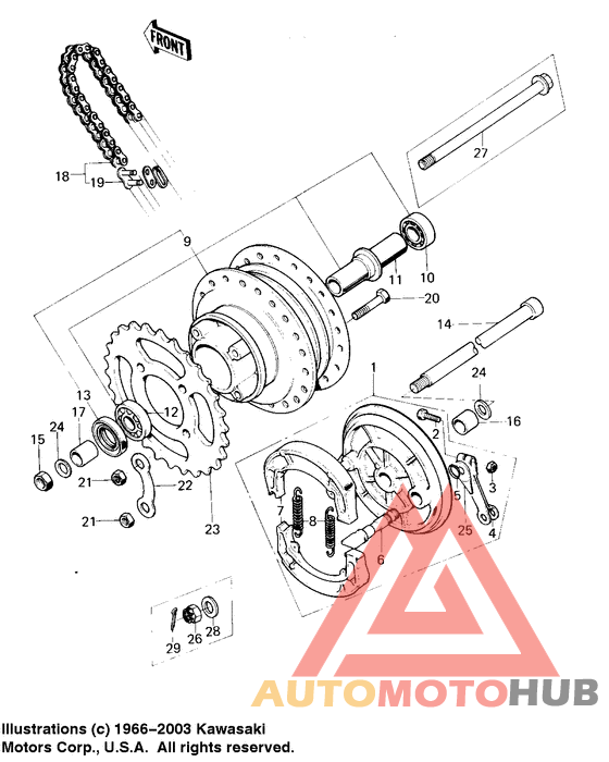 Rear hub/brake/chain