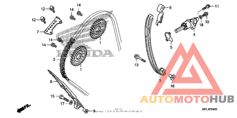 Cam chain + tensioner
