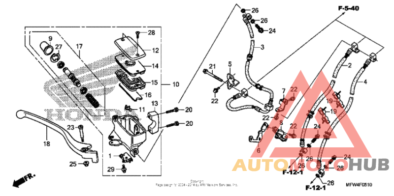 Front brake master cylinder (vt1300csa)