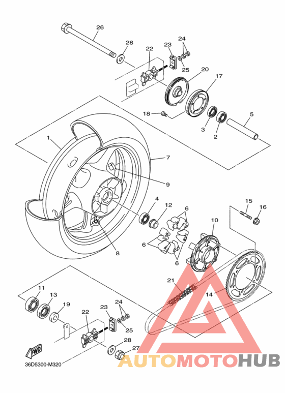 Rear wheel complete assy