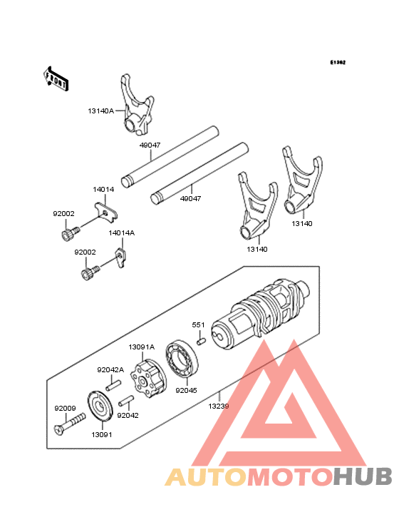 Gear change drum & forks