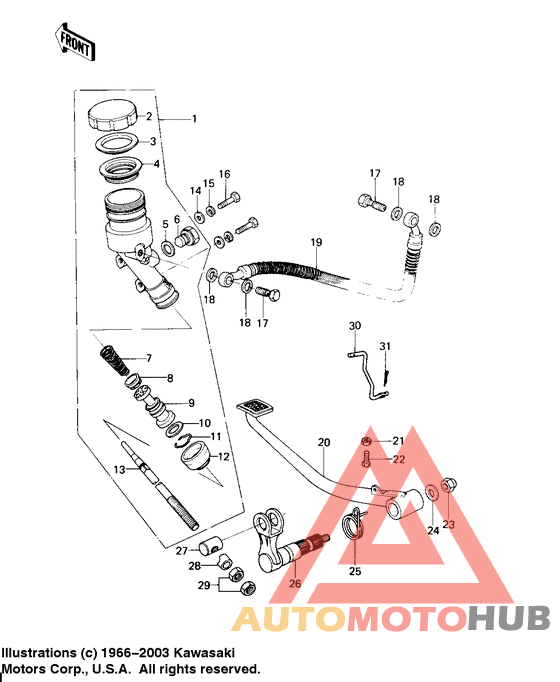 Rear master cylinder/brake pedal