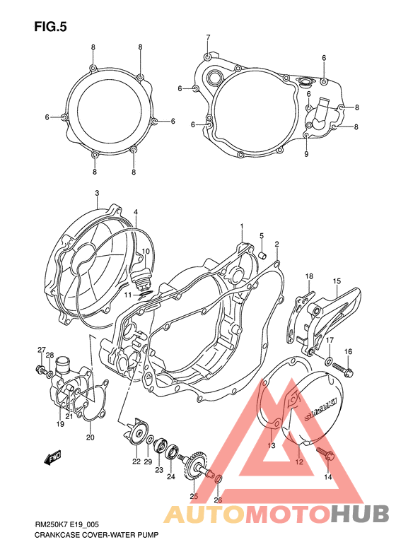 Crankcase cover-water pump