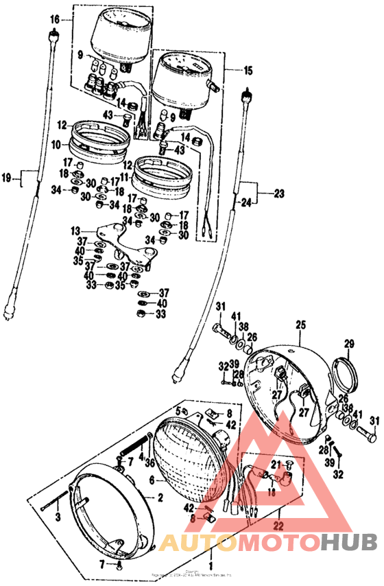 Headlight + speedometer + tachometer