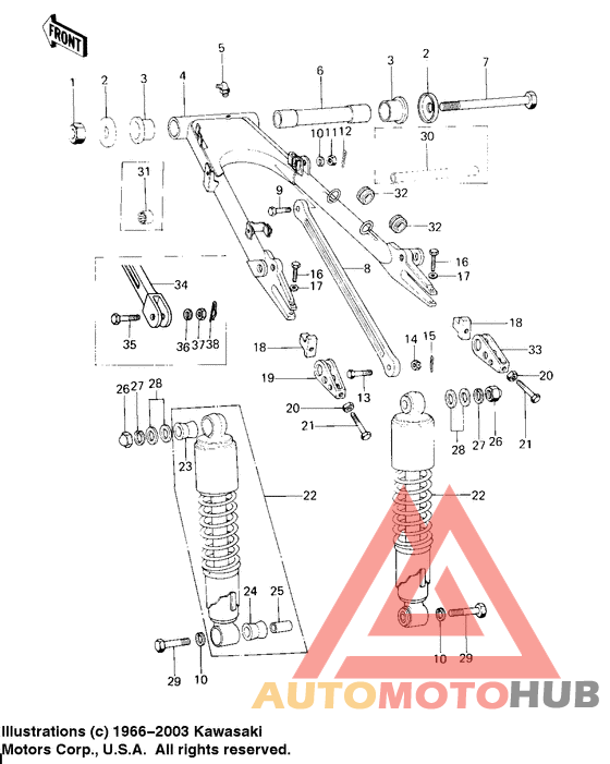 Swing arm/shock absorbers
