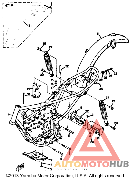 Frame, rear cushion & rear fender