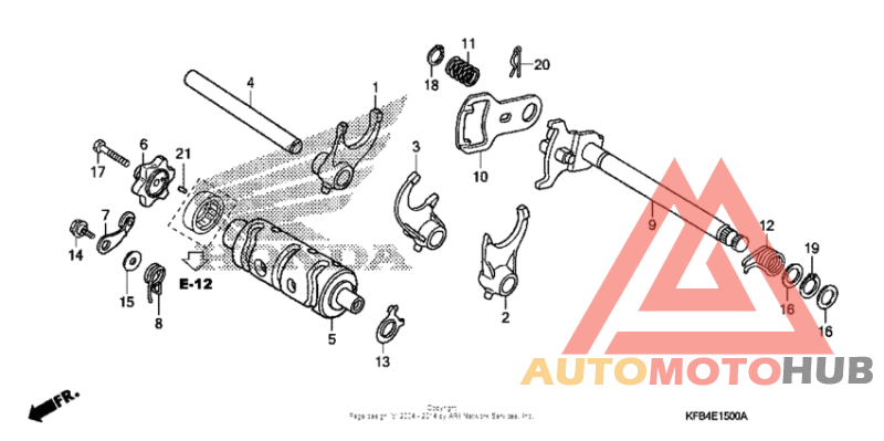 Gearshift drum + gearshift fork