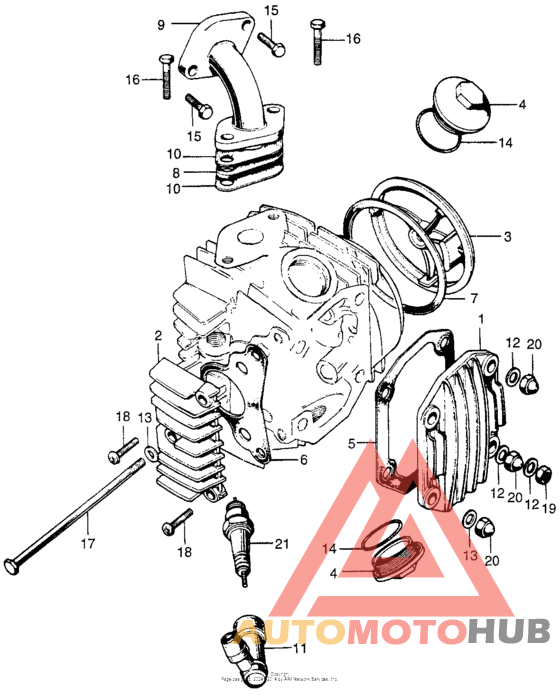 Cylinder head cover + inletpipe + spark plug