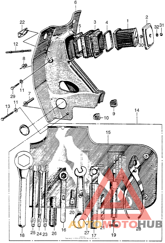 Air cleaner + tools + front cover