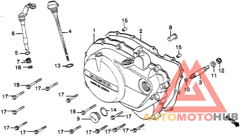 Cm450e/cright crankcase cover