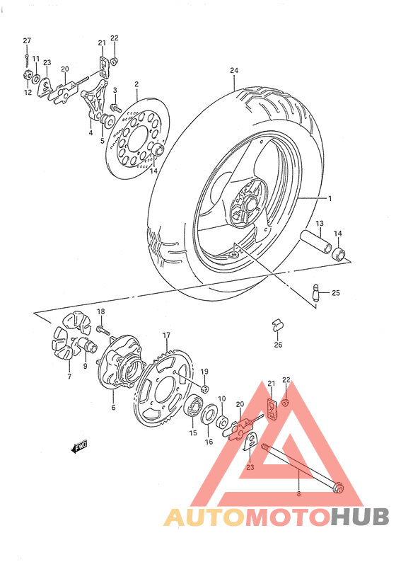 Rear wheel complete assy