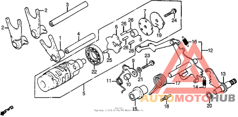 Shift drum + shift fork