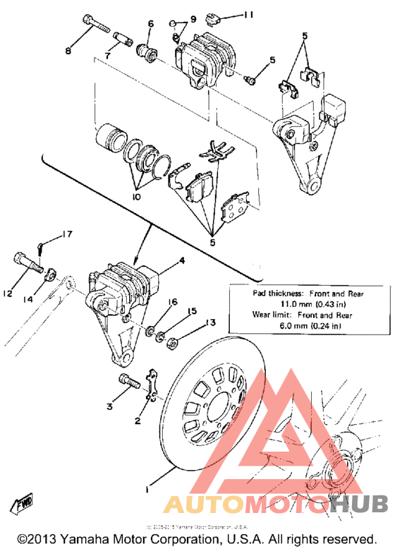 Rear disc brake caliper