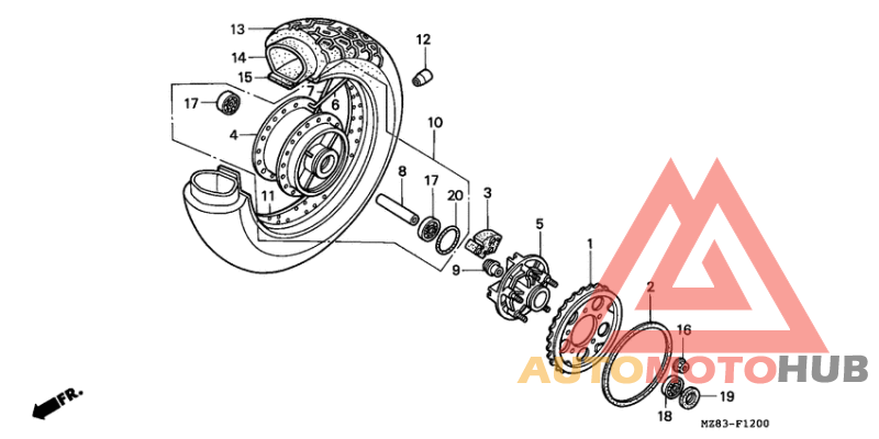 Rear wheel complete assy
