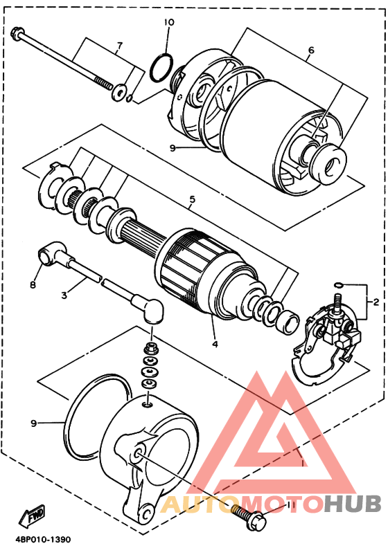 Starting motor set