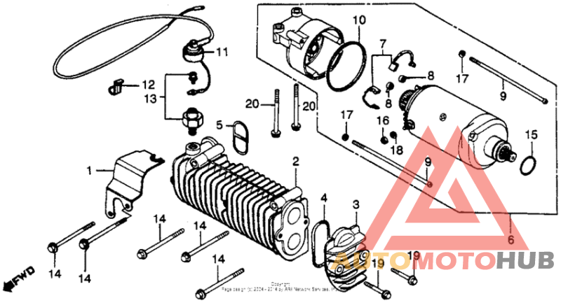 Starter motor + oil cooler