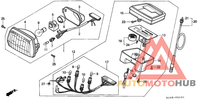 Headlight/speedometer