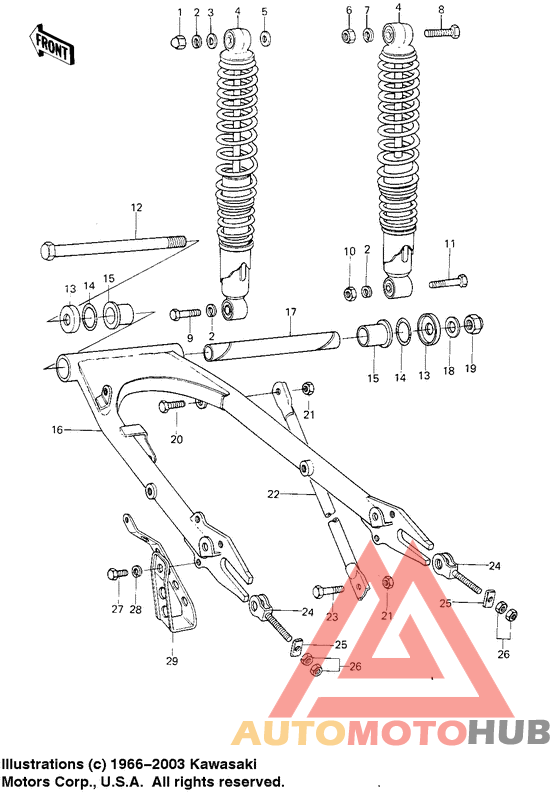 Swing arm/shock absorbers