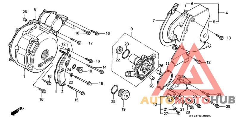 Left crankcase cover/ water pump