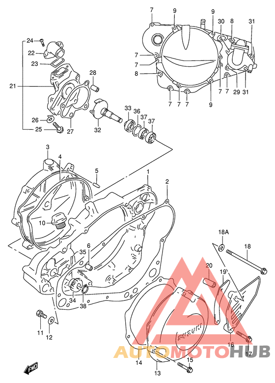Crankcase cover / water pump