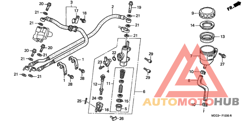 Rr. brake master cylinder