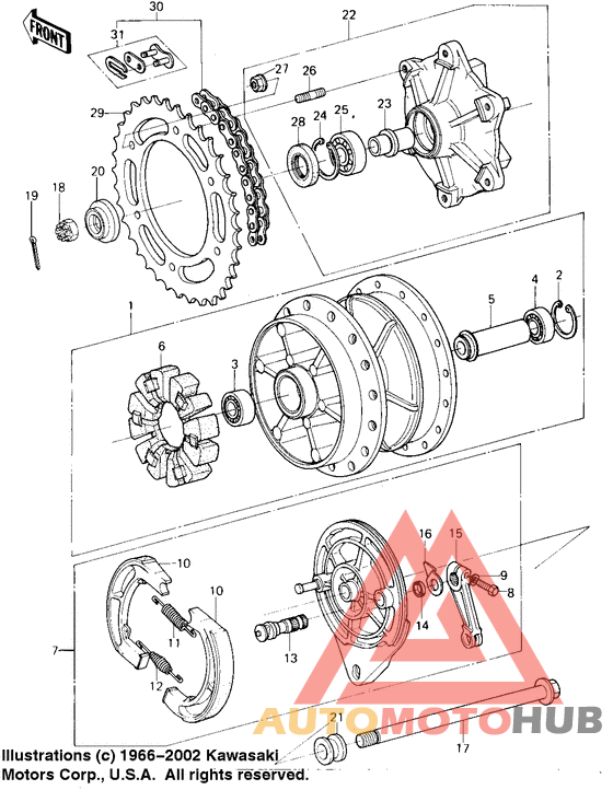 Rear hub/brake/chain