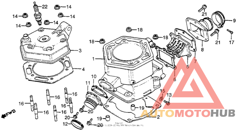 Cylinder head + cylinder + reed valve 81-82