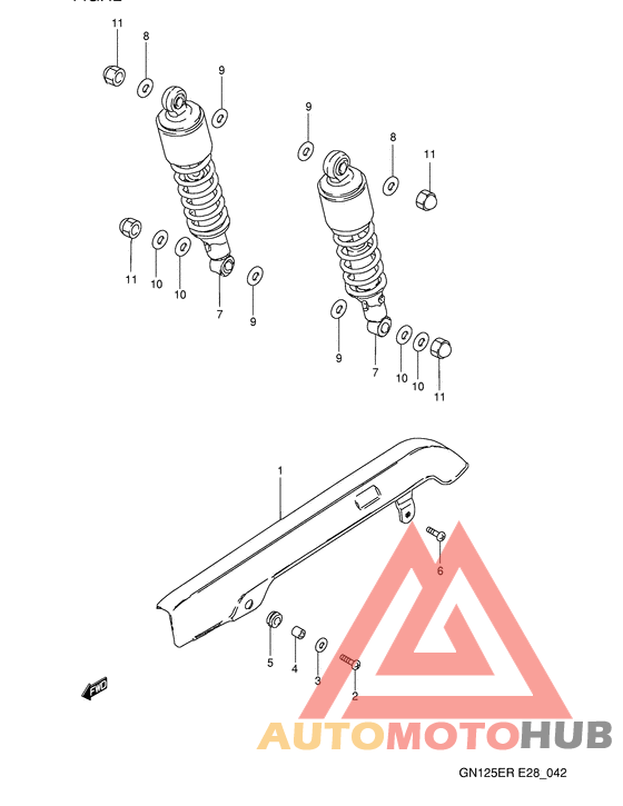 Chain case - rear shock absober