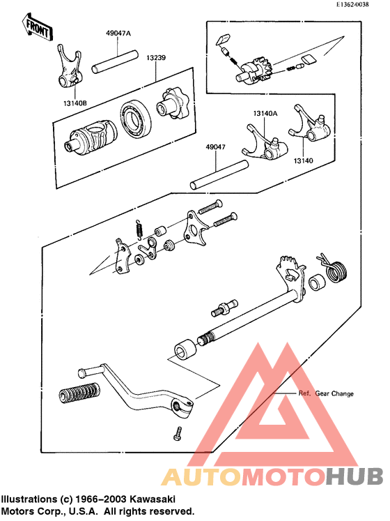 Gear change drum & forks