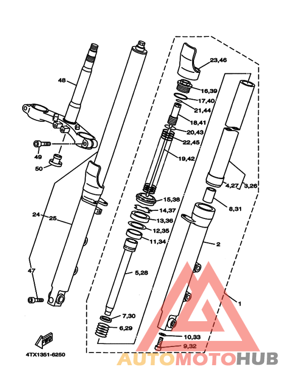 Front fork assy(ur silv