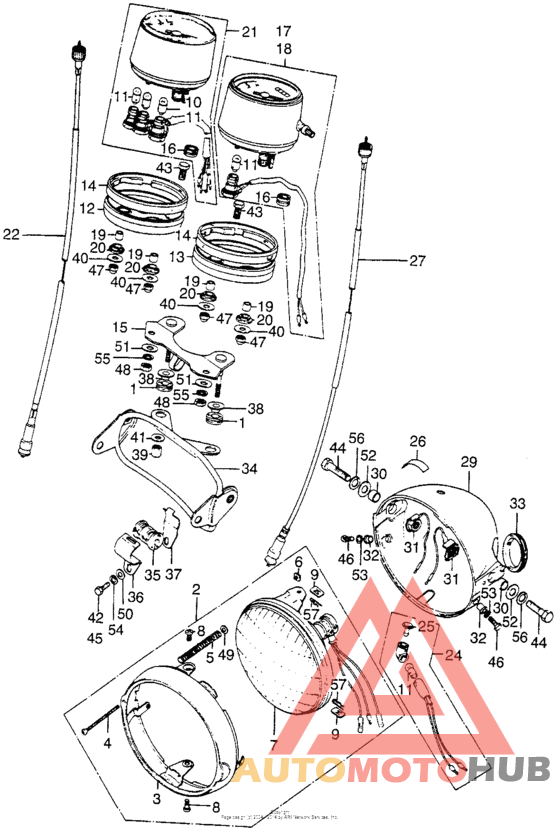 Headlight + speedometer + tachometer