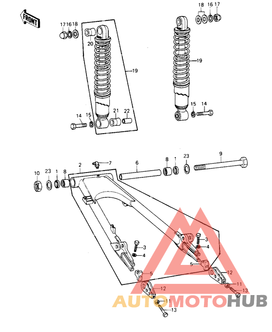Swing arm/shock absorbers