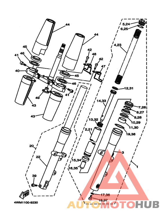Front fork assy(ur silv