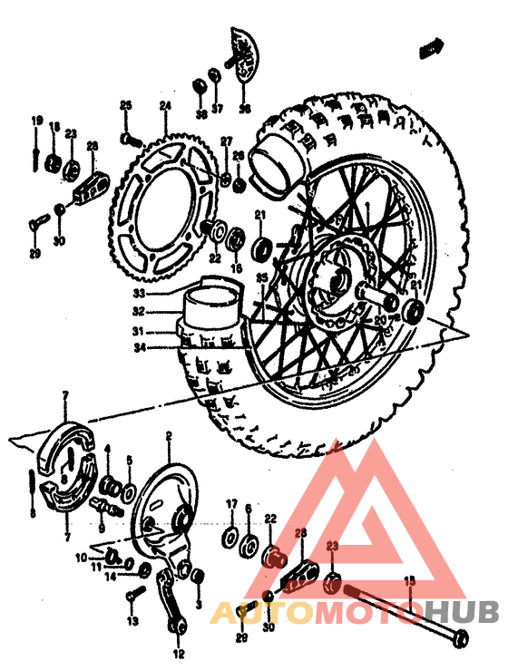 Rear wheel complete assy