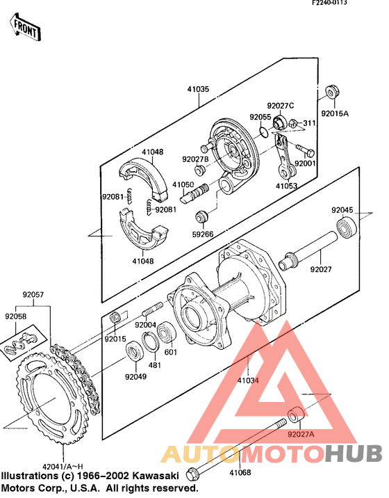 Rear hub/brake/chain
