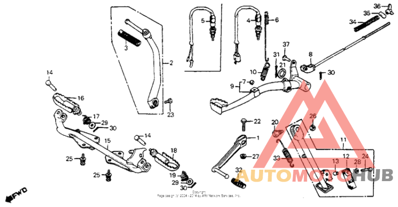 Brake pedal + gearshift pedal + side stand