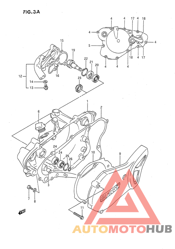 Crankcase cover- water pump