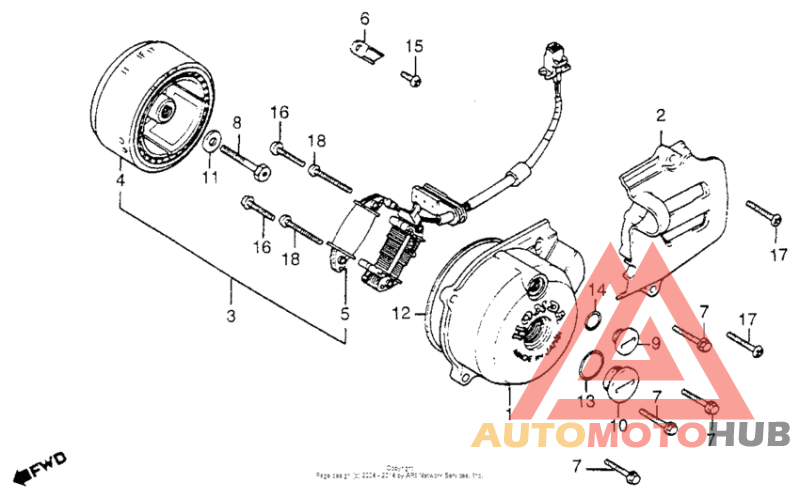 Left crankcase cover + alternator