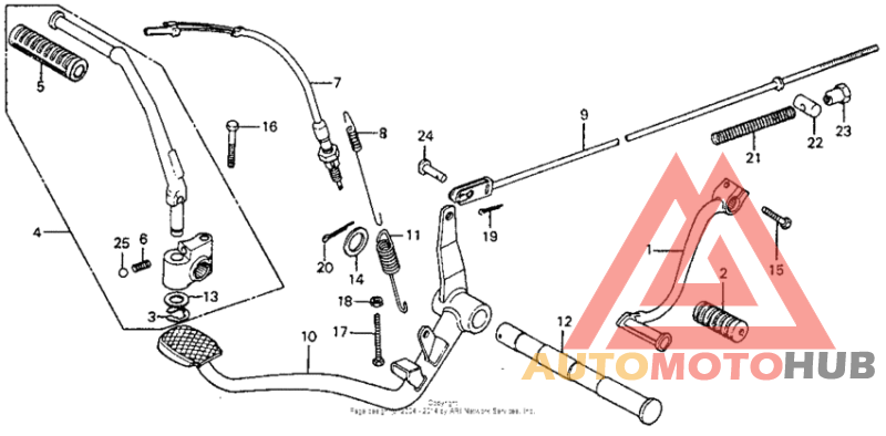 Pedal + kick starter arm