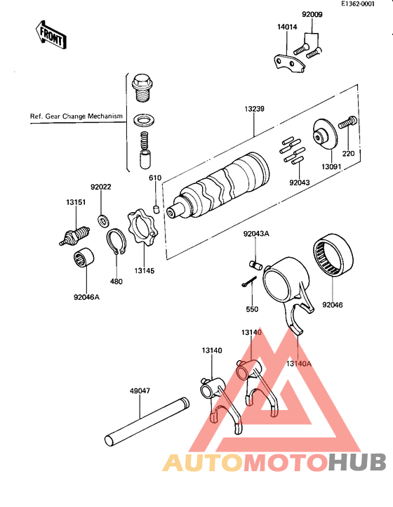 Gear change drum & forks