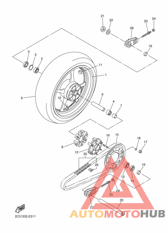 Rear wheel complete assy