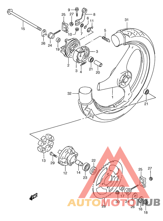 Rear wheel complete assy