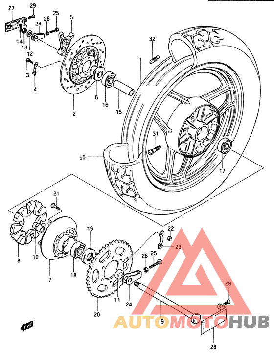 Rear wheel complete assy