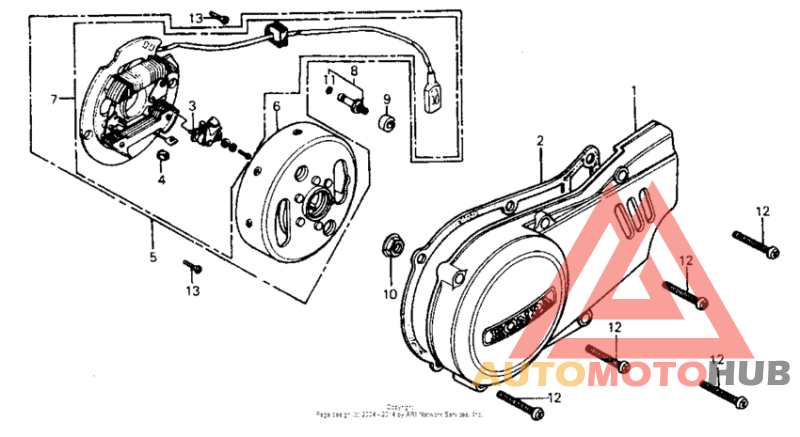 Left crankcase cover + alternator