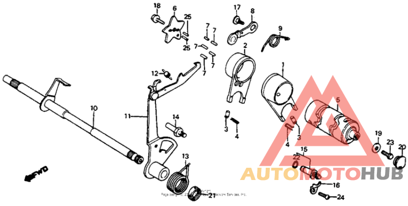Shift drum + shift fork