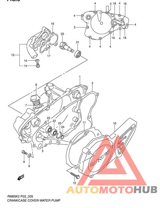 Crankcase cover - water pump