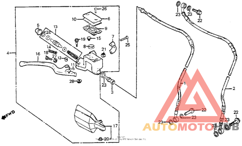 Front brake master cylinder 84-85