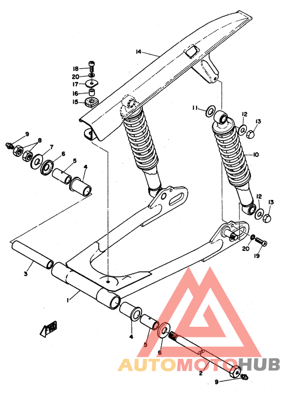 Rear arm/cushion chain case
