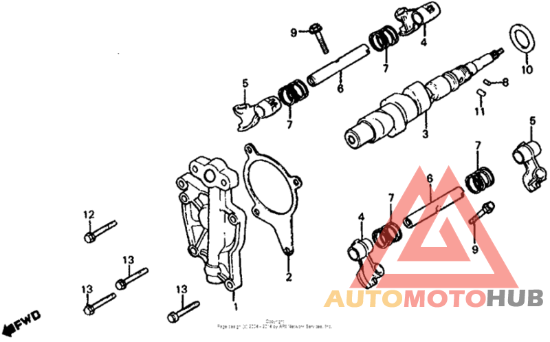 Camshaft + lower rocker arm
