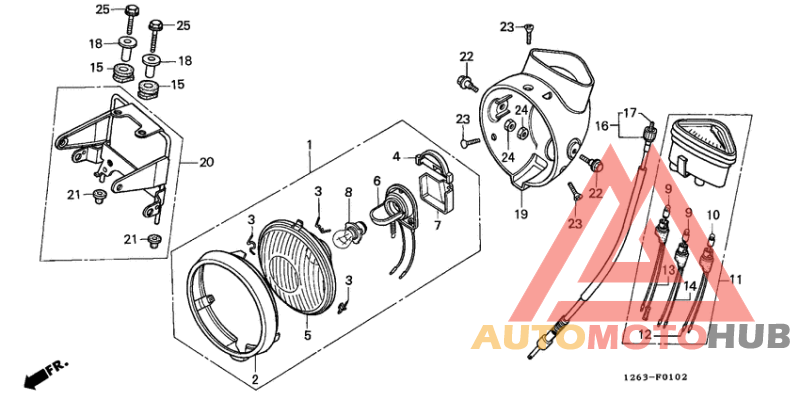 Headlight/speedometer